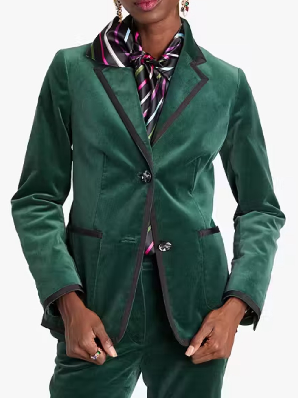 Kate Spade Jewel Button Velvet Blazer - Green